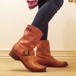 Frye Veronica Leather Slouch Boots Camel